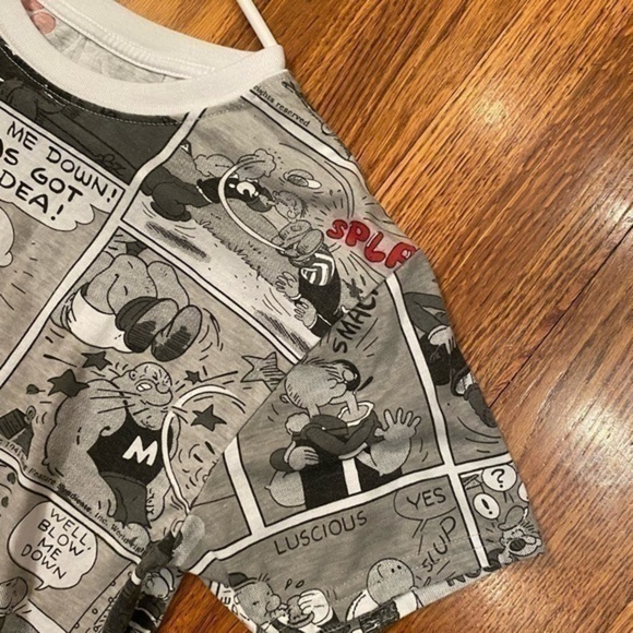 Popeye The Sailor T-shirt Medium Mens Gray All Over Comic Print Wimpy Pluto - Picture 7 of 7